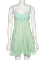 Vestido de fiesta corto verde de corte A, sin espalda, modelo Y2510
