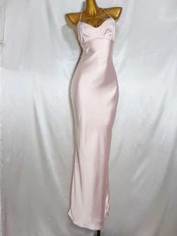 Robe de bal longue sirène rose charmante, robe de soirée rose simple Y1932