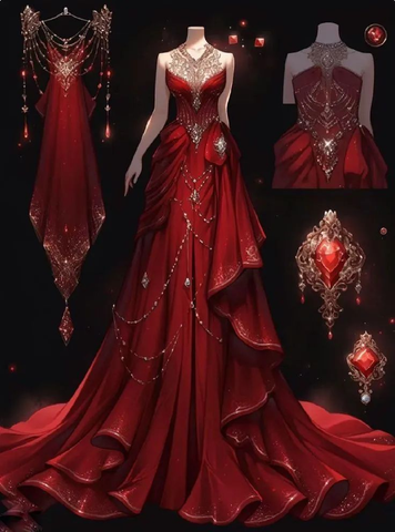 Gorgeous Red Satin Beaded Mermaid Evening Dress Formal Prom Dress Y8328