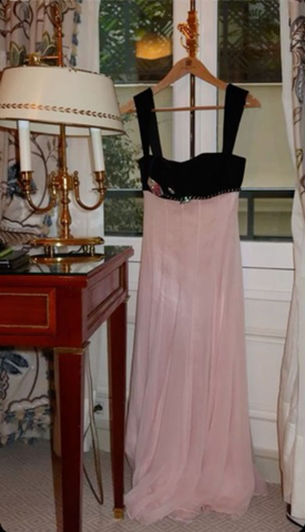 Vestido de fiesta elegante con tirantes, rosa, corte en A, largo de noche Y7900