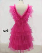 Vestido de fiesta corto de tul con escote en V y corte en A, modelo Y1458