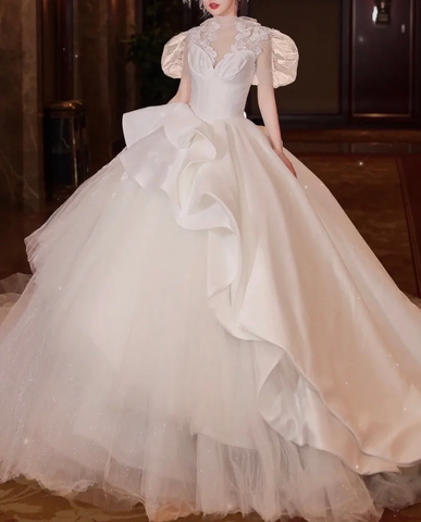 Chic A-line Long Sleeves Wedding Dress,Bridal Gown Y6789