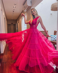 Vestido de fiesta largo de corte A con escote en V, estilo formal, modelo Y6149