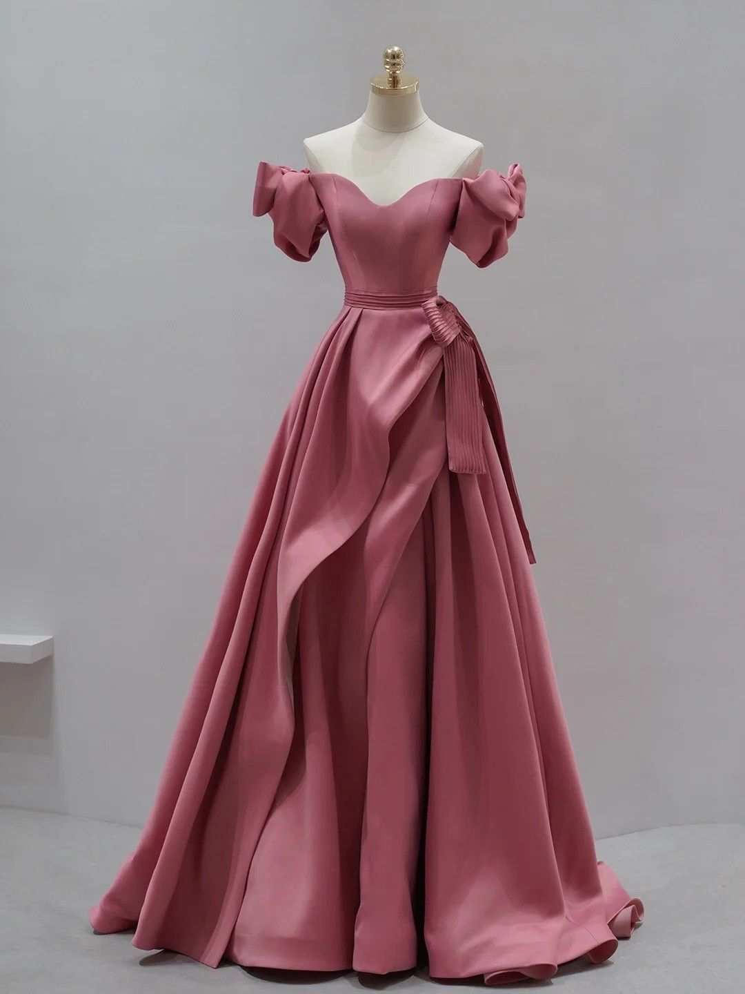 Vestido largo de satén corte A para baile de graduación, vestidos de noche formales Y2586