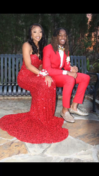 Elegant Red Sequins Mermaid Prom Dress,Red Evening Gown Y5571