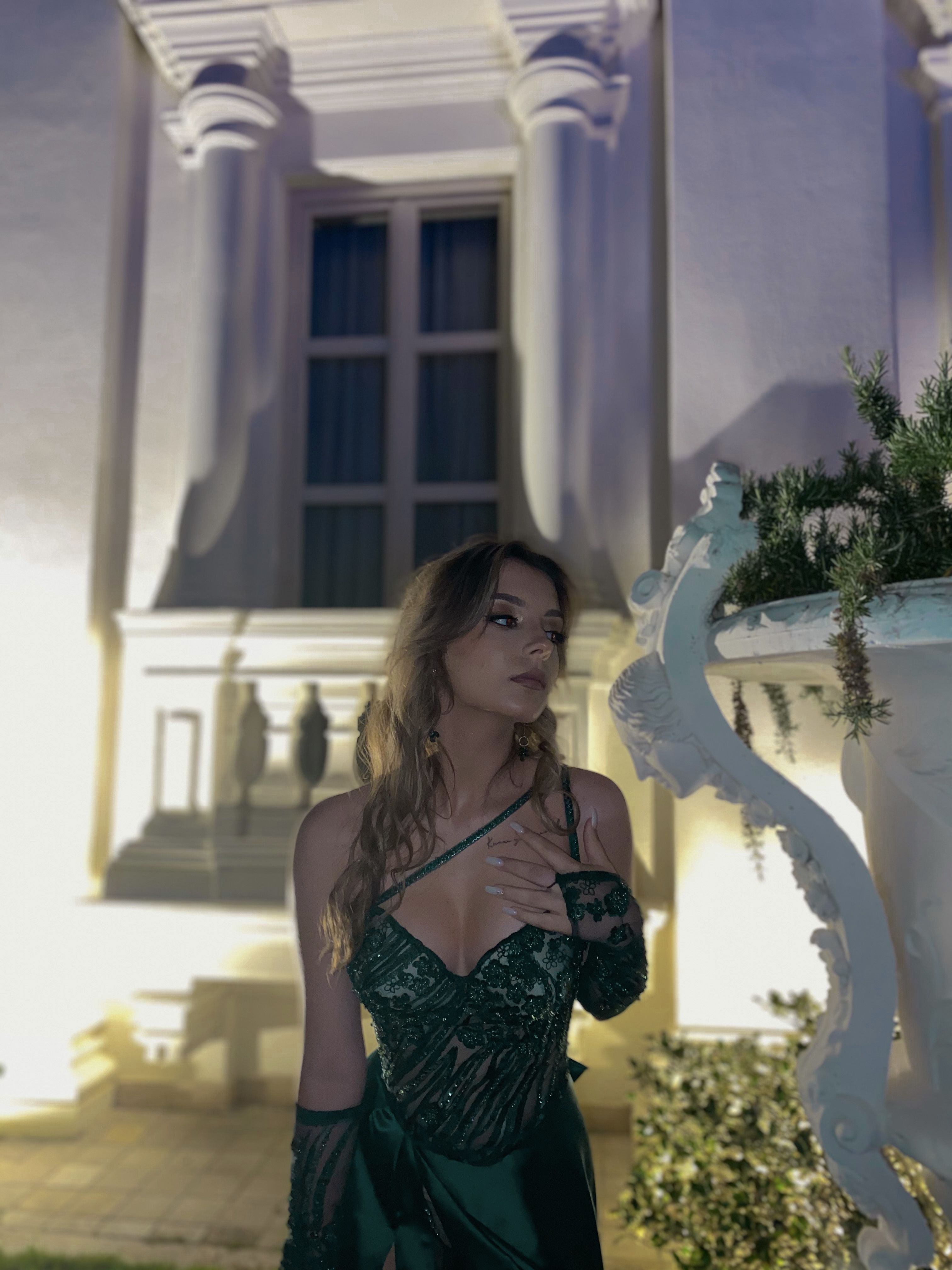Vestido de noche largo verde único, vestido de noche verde Y4112