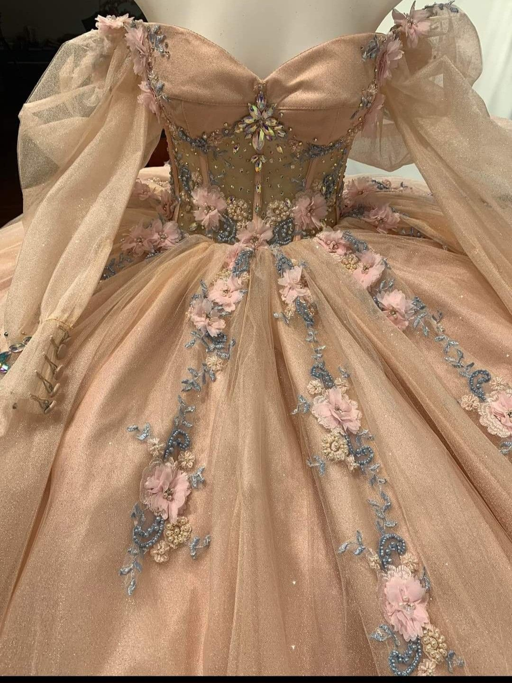 Vestido de quinceañera nuevo, vestido de baile para niña de 16 años, con apliques de cuentas, manga larga, vestido de princesa para fiesta de graduación Y5469