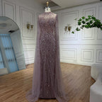 Luxury Modest Nude Mermaid Evening Dress with Cape Sleeves LA71885A