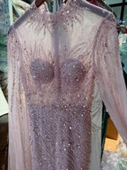 Luxury Modest Nude Mermaid Evening Dress with Cape Sleeves LA71885A