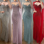 Luxury Dubai Caramel Beaded Evening Dress With Cape LA72811C