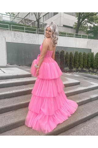 Robe de bal asymétrique en tulle et dentelle, robe de soirée formelle Y59