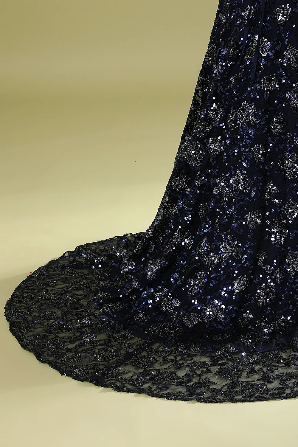 Vestido de noche azul marino con lentejuelas y cuentas, elegante vestido de graduación Y1832