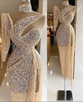 Robe de soirée à sequins scintillants, fente latérale, robe de bal asymétrique à franges, confectionnée sur mesure Y6411