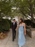 Robe longue maxi bleu roi à manches longues, robe de soirée moulante sexy Y4100