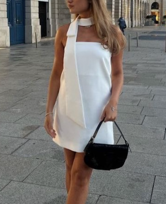 Vestido corto blanco sin tirantes para mujer, vestido corto blanco para fiesta de bienvenida Y1999