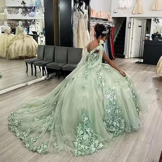 Vestido de quinceañera estilo espagueti con apliques de encaje para mujer, ideal para fiestas de 15 y 16 años (modelo Y3038)