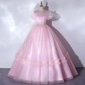 Hermoso vestido rosa de quinceañera, lujoso vestido de fiesta clásico plisado con mangas abullonadas y cierre de cremallera en la espalda, modelo Y2588