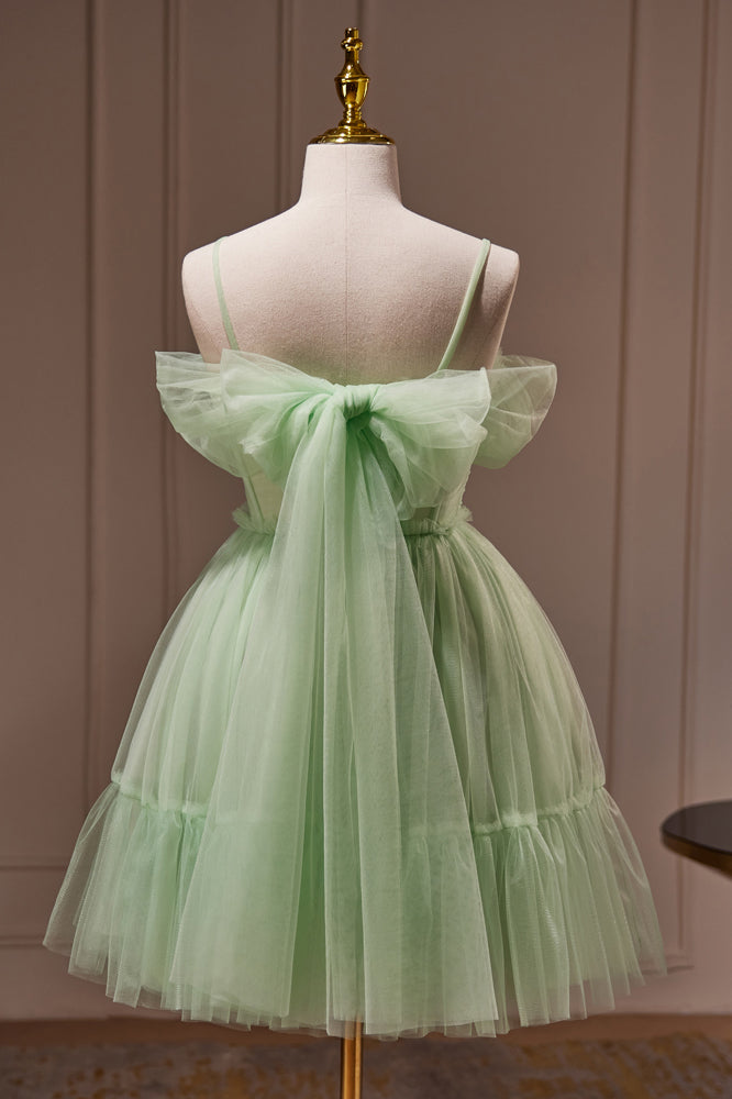 Vestidos cortos/mini de tul con tirantes finos y estilo gala para baile de bienvenida 