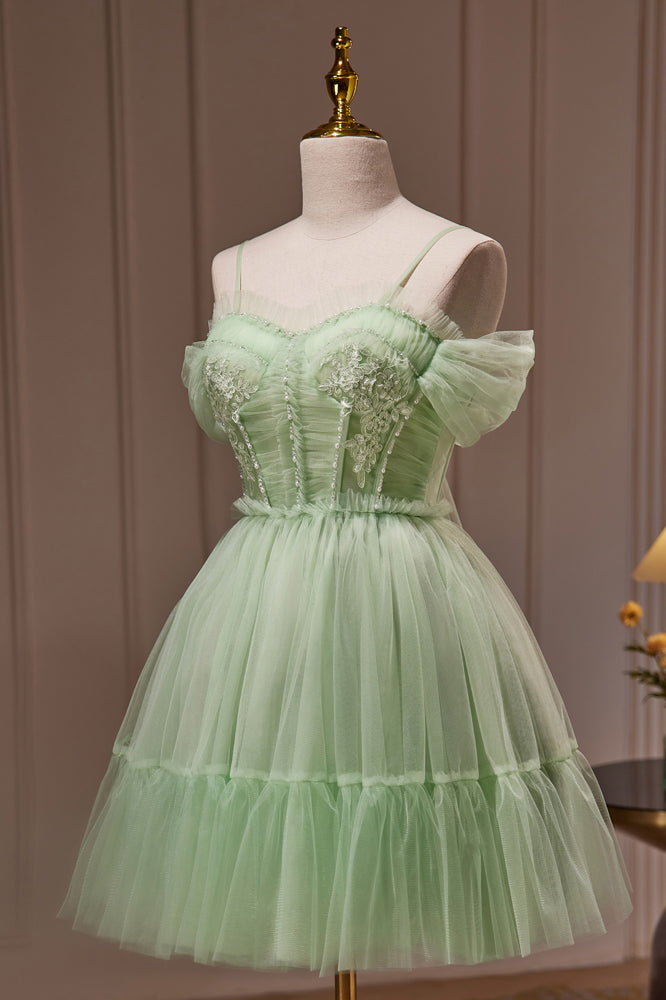 Vestidos cortos/mini de tul con tirantes finos y estilo gala para baile de bienvenida 