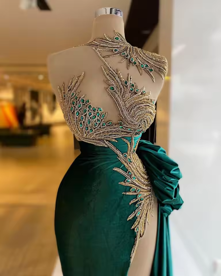 Robes de bal vertes, robes de bal sexy, robes de soirée pas chères, robes de soirée fendues sur le côté, nouveautés robes de soirée Y522