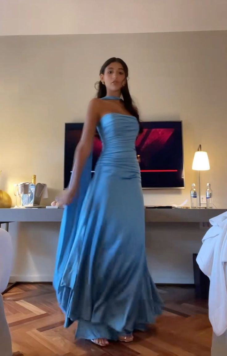 Elegant Blue Prom Dress Chic Blue Evening Dress Y7442