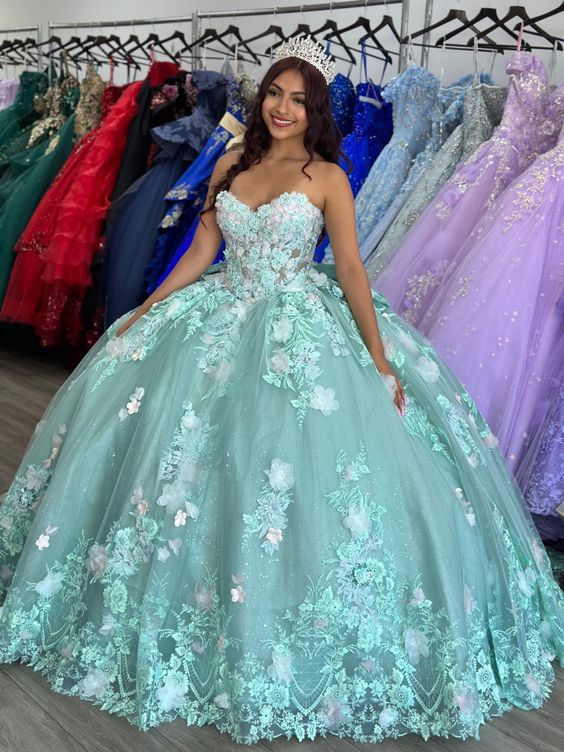 Vestido de quinceañera color salvia, vestido de baile, vestido de 16 años Y7036
