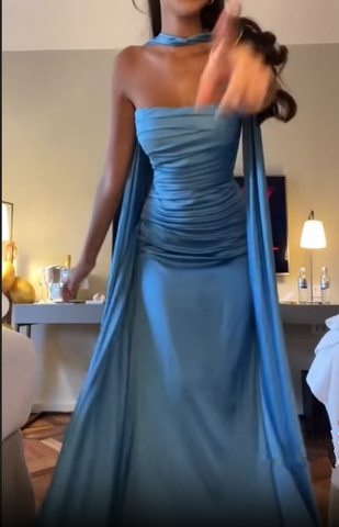 Elegant Blue Prom Dress Chic Blue Evening Dress Y7442