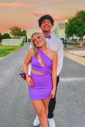 Robe de bal moulante violette asymétrique Y2814