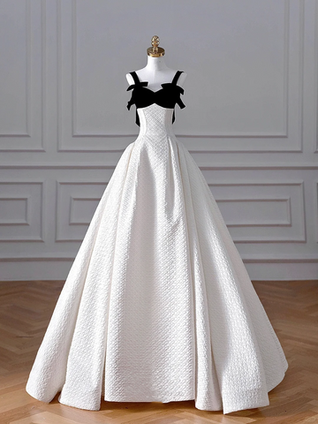 Elegant White Satin A Line Long Prom Dress Evening Dress,Formal Wedding Dress Y8611