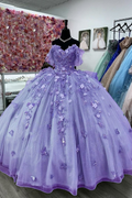 Robe de bal lavande pour femme, idéale pour les 15 ans, avec des papillons (Y4503)