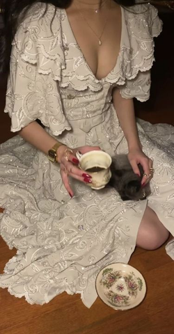 Vintage Satin Sequins Beaded Slit Evening Dress V Neck Formal Prom Dress Y8402