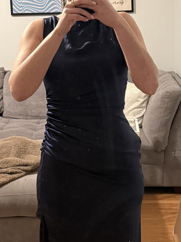 Elegant High-Slit Satin Long Prom Dress Formal Evening Dress Y8451