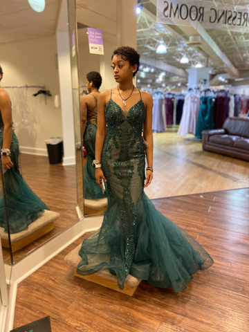 Charming Green Mermaid Evening Dress Green Evening Gown Y5918