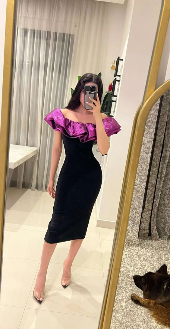 Vestido de noche estilo tubo vintage con cuello ondulado y pliegues, estilo saudí, para mujer, ideal para fiestas y ocasiones formales (Y4767)