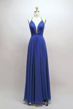 Robe de bal longue trapèze à col en V et fente VMB65 