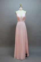 Robe de bal longue trapèze à col en V et fente VMB65 