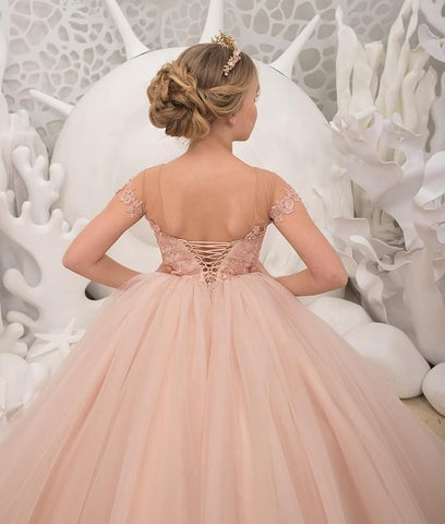 Vestidos de niña de las flores con apliques de encaje 