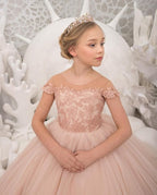 Vestidos de niña de las flores con apliques de encaje 