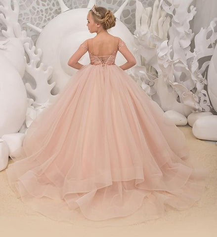 Vestidos de niña de las flores con apliques de encaje 