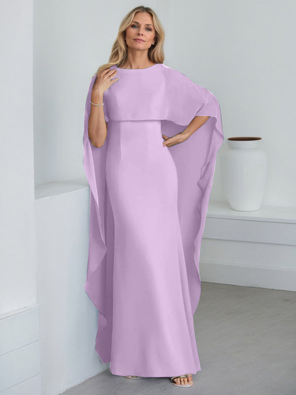 Vestido de gasa de corte recto, largo hasta el suelo, para la madre de la novia, con volantes en cascada. 