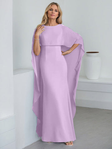 Sheath Scoop Floor-Length Chiffon Mother of the Bride Dress With Cascading Ruffles