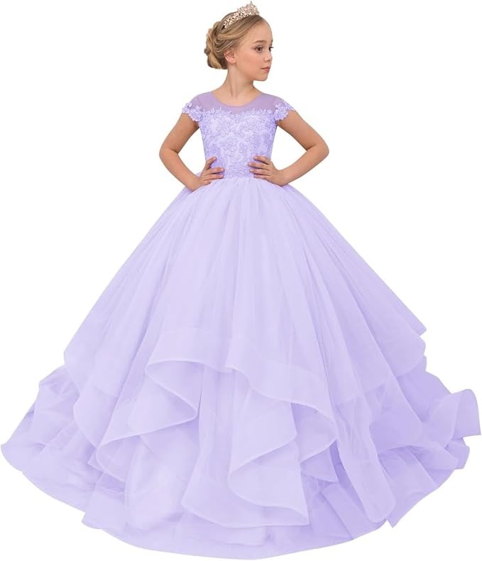 Vestidos de niña de las flores con apliques de encaje 