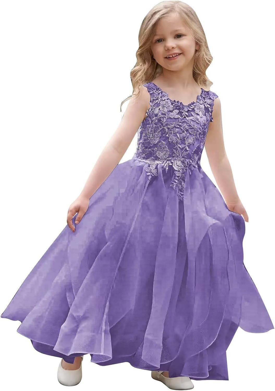 Vestidos de niña de las flores de tul escalonado para boda 