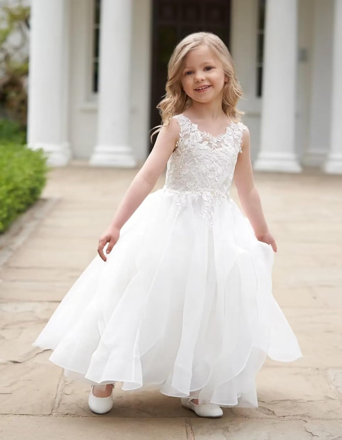 Vestidos de niña de las flores de tul escalonado para boda 
