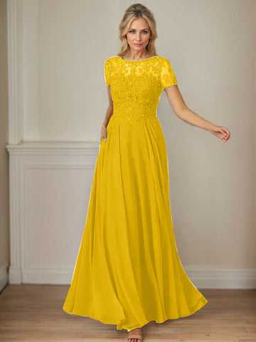 Dark Navy A-Line Boatneck Sequins Chiffon Dress