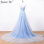 On Sale no return no refundSale Light Blue Off the Shoulder Pregnant Photography Dresses Vintage Wedding Gowns Lace Up Sash 2025 Sexy HA2002
