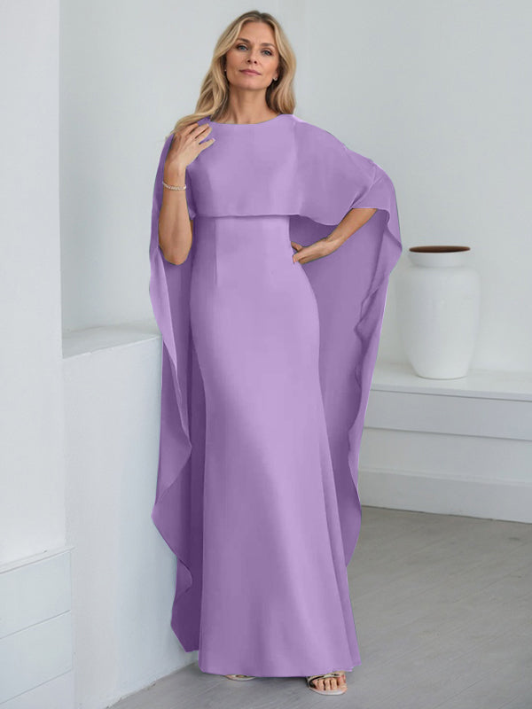 Vestido de gasa de corte recto, largo hasta el suelo, para la madre de la novia, con volantes en cascada. 