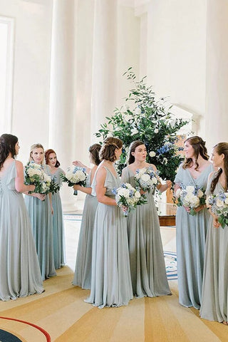 Chiffon A-line V-neck Bridesmaid Dresses, Wedding Party Dress