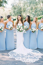 Vestido de dama de honor azul claro satinado con escote halter, vestido para fiesta de bodas 