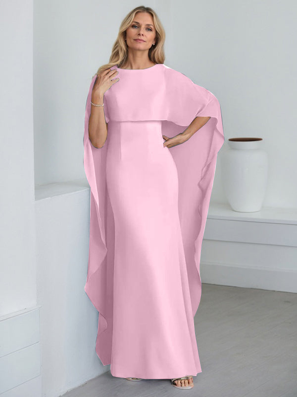 Vestido de gasa de corte recto, largo hasta el suelo, para la madre de la novia, con volantes en cascada. 